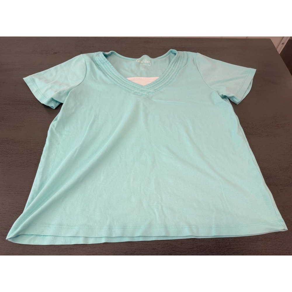 blue CORAL BAY plus size shirt 1X